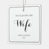 Zwart Script Eenvoudig Elegante Eerste Kerstvrouw Keramisch Ornament (Links)