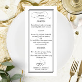 Zwart Script Elegant 4x9 Bruiloft Menu