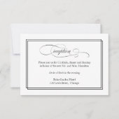 Zwart Script Elegant Bruiloft Receptie Kaart (Voorkant)
