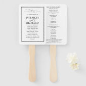 Zwart Script Elegant Wedding Program Handwaaier (Voorkant en achterkant)