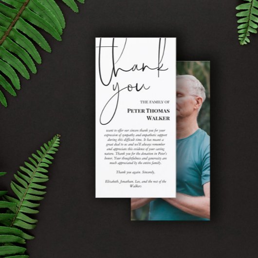 Zwart script en foto begrafenis bedankt