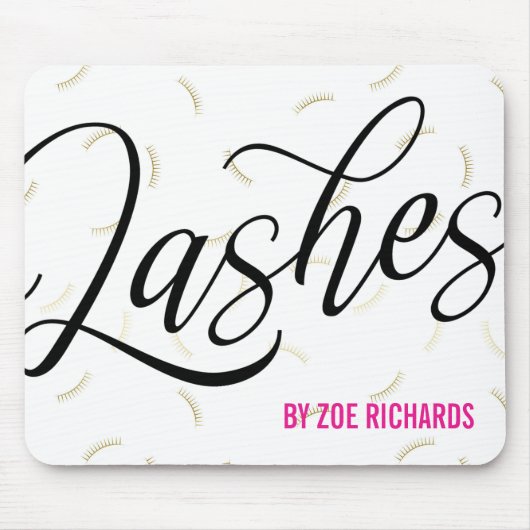 Zwart Script Faux Gold Lashes Muismat (Voorkant)