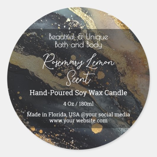 Zwart Script Fles Kaarsenpot Product Label (Voorkant)