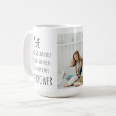 Zwart script | Grappig citaat | Een foto Koffiemok (Voorkant links)