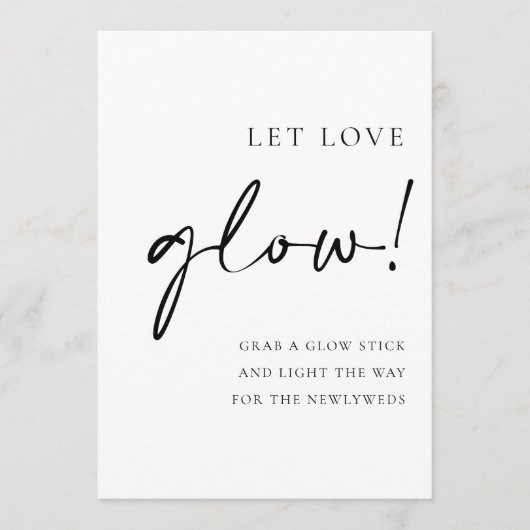 Zwart Script Laat liefde gloeien bruiloft teken Menu (Voorkant)