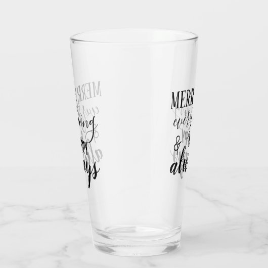 Zwart Script Merry Alles & Happy Always Glas (Rechts)