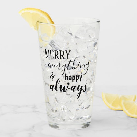 Zwart Script Merry Alles & Happy Always Glas (Voorkant ijs)