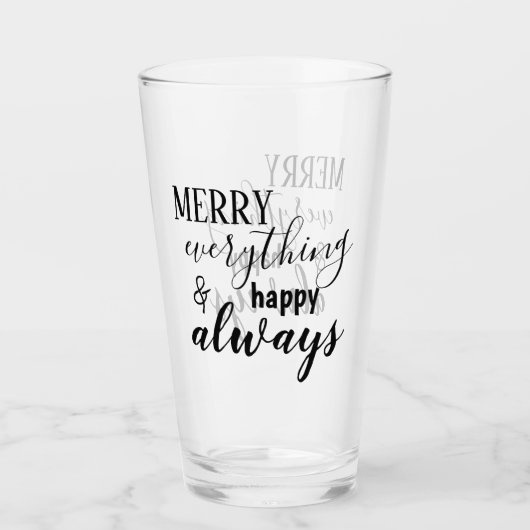Zwart Script Merry Alles & Happy Always Glas (Voorkant)