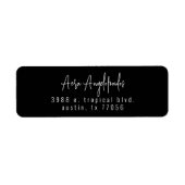 Zwart Script Modern Chic Return Address Label (Voorkant)