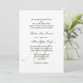 Zwart Script Monogram Ouders Bruiloft Uitnodiginge Kaart (Staand voorkant)