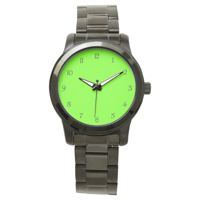 Zwart Script Nummers op Groene wat arc3 Horloge (Voorkant)