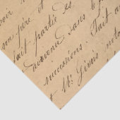 Zwart script op Tan Decoupage Tissuepapier (Detail)