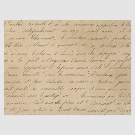 Zwart script op Tan Decoupage Tissuepapier (Voorkant)