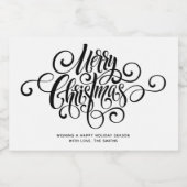 Zwart script "pretkerst" op maat likeurfles etiket (Enkel label)