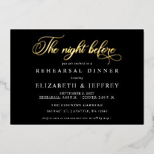 Zwart script: 's nachts voor repetitie folie uitnodiging
