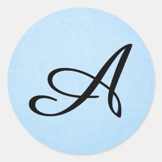 Zwart script S op pastelblauw Ronde Sticker (Voorkant)