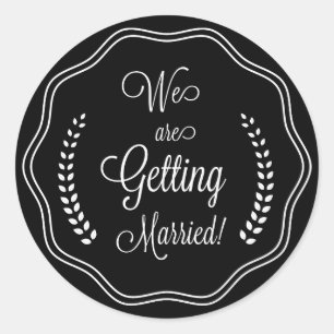 Zwart  Script Seal Sla de datum op Ronde Sticker