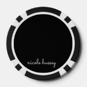 Zwart script | Stijlvol Monogram Modern Poker Chips (Achterkant)