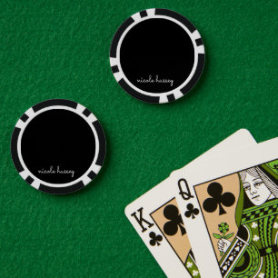 Zwart script Stijlvol Monogram Modern Poker Chips
