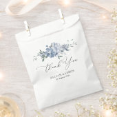 Zwart script stoffige blauwe bloemen bruiloft bedankzakje (Geknipt)