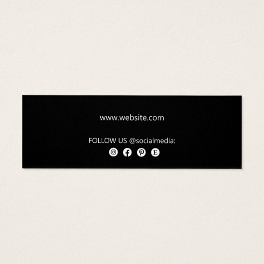 Zwart Script Stud Oorbel Display Kaart (Achterkant)