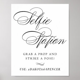 Zwart script voor Elegant Selfie-station Sociale Poster