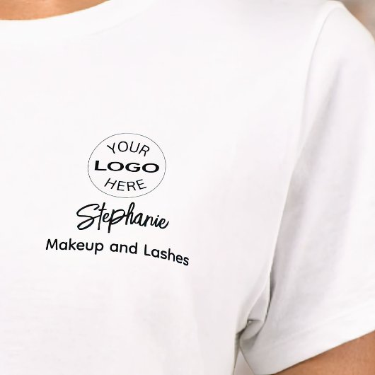 Zwart Script Werknemersnaam Zakelijk Logo Make-up T-shirt