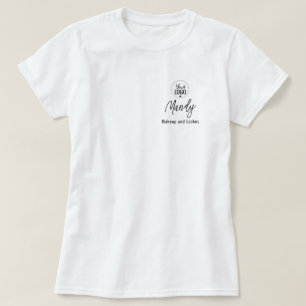 Zwart Script Werknemersnaam Zakelijk Logo Make-up T-shirt