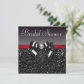 Zwart Sequins Diamond Bow Rood Vrijgezellenfeest Kaart (Staand voorkant)