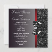 Zwart Sequins Diamond Bow Rood Vrijgezellenfeest Kaart (Achterkant)
