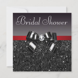 Zwart Sequins Diamond Bow Rood Vrijgezellenfeest Kaart
