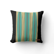 Zwart Sierkussen met blauwe, beige & bruine accent