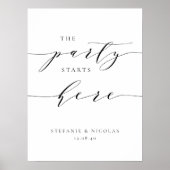 Zwart sierlijk script Het feest begint hier bruilo Poster (Voorkant)