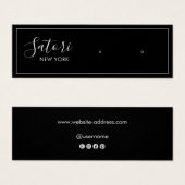 Zwart Signature Script Stud Oorbel Display Mini Visitekaartjes (Voorkant /achterkant)