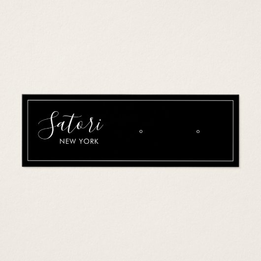 Zwart Signature Script Stud Oorbel Display Mini Visitekaartjes (Voorkant)
