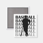 Zwart Silhouet Baseball Speler T-shirts en Gift Magneet (Voorkant / Achterkant)