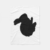 Zwart Silhouet Bunny Fleece Deken (Voorkant)