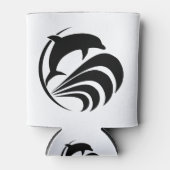 Zwart Silhouet Dolfijn Springen in Ocean Waves Blikjeskoeler (Voorkant)