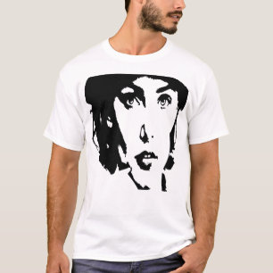 Zwart silhouet een vrouw gezicht gedeeltelijk verd t-shirt