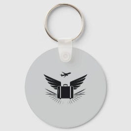 Zwart silhouet ontwerp van een reiskoffer sleutelhanger