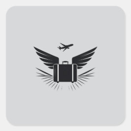 Zwart silhouet ontwerp van een reiskoffer vierkante sticker