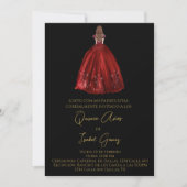 Zwart silhouet quinceañera uitnodiging (Voorkant)