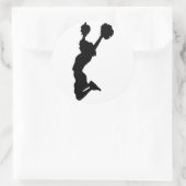 Zwart Silhouet van Cheerleader Ronde Sticker (Tas)