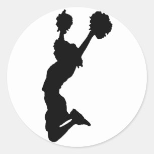 Zwart Silhouet van Cheerleader Ronde Sticker