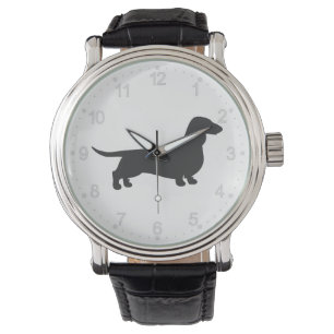 Zwart silhouet van dachshund horloge