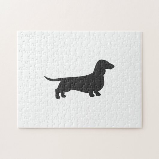 Zwart silhouet van dachshund legpuzzel (Horizontaal)