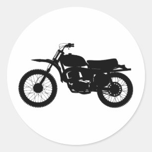 Zwart silhouet van de fiets - Kies achtergrondkleu Ronde Sticker