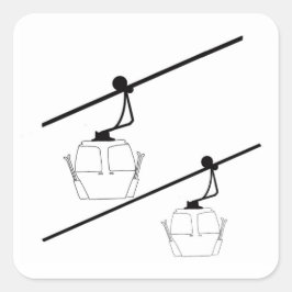 Zwart silhouet van gondels vierkante sticker