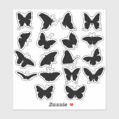 Zwart Silhouet VLINDERBLAD/18 cut-out Sticker (Vel)