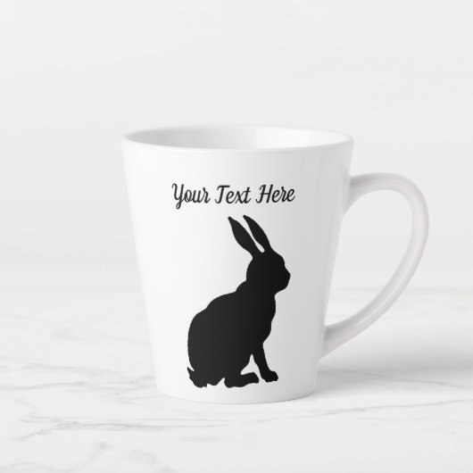 Zwart Silhouet Zittend Konijn Side Profile Latte Mok (Rechts)